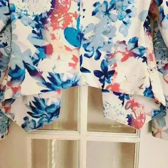 Mossimo Women's Open Front Floral Colorful Business Casual Work Jacket Medium - Picture 9 of 13